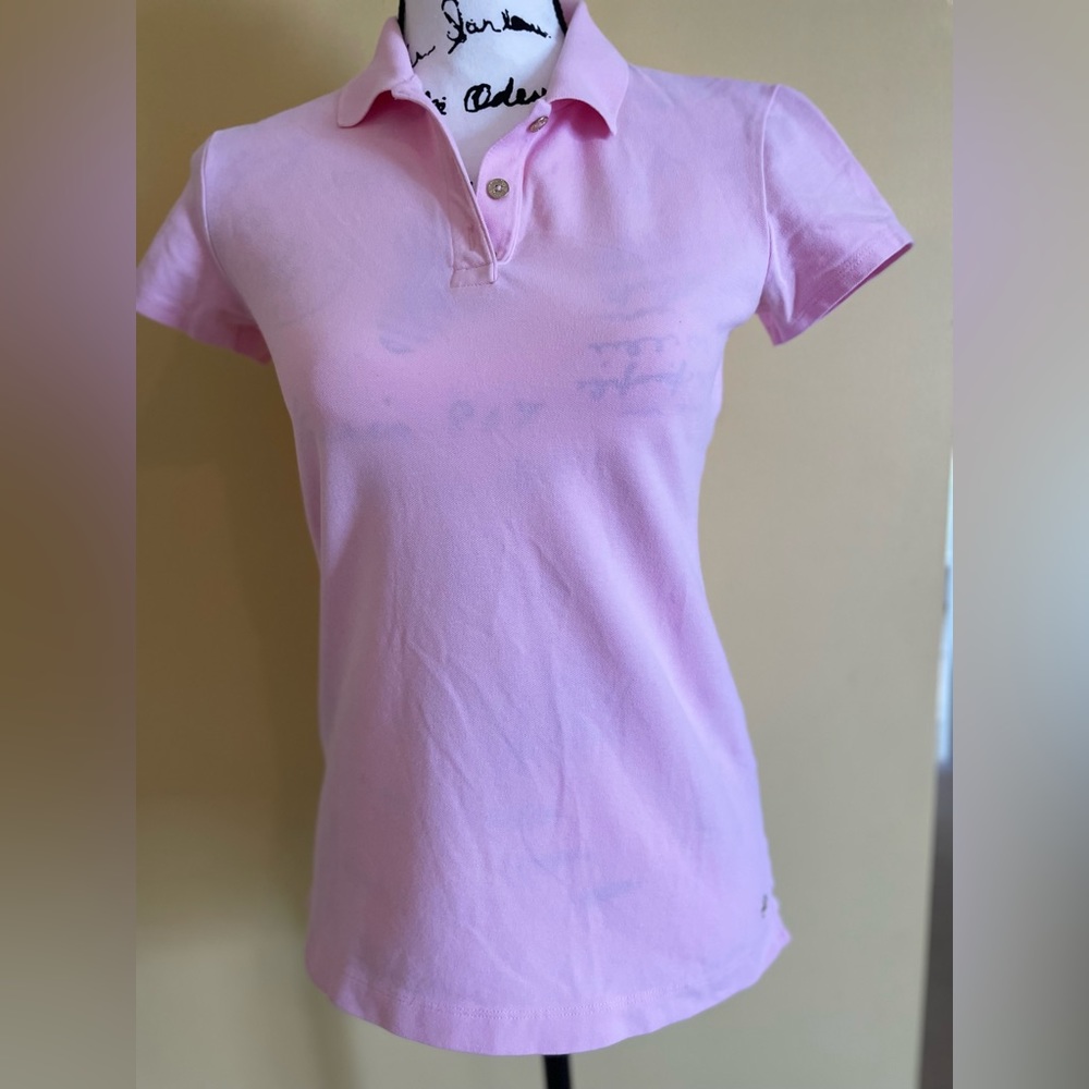 Lilly Pulitzer Meredith Luxletic Polo Shirt Size XS Collared Short Sleeve Pink